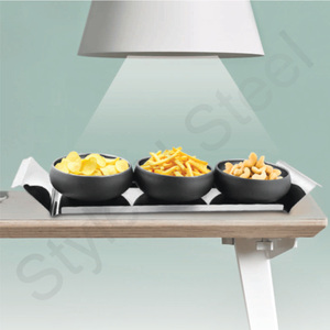 Ensemble de 4 bassins d'assaisonnement classiques écologiques en acier inoxydable Filtre à légumes pour le lavage du riz Plateau de service pour dessert - Product Image 1