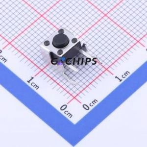 TS-1093C-A2B2-D1 Tactile Switch Bent Lead Through Hole-4P,6x6mm Single Pole Single Throw Round Button 1.8N Right Angle Insert - Product Image 1