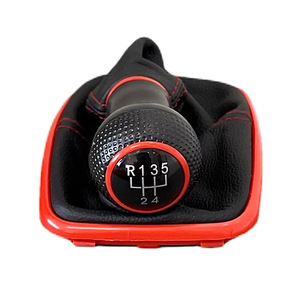 Chen Can – couvercle de pommeau de levier de vitesse en cuir, noir, avec surpiqûres rouges, pour Volkswagen Golf 4 Bora Jetta MK4 GTi 5 vitesses - Product Image 4