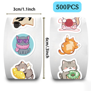 500 Hojas/Rollo de Pegatinas Decorativas de Gatos de Dibujos Animados, Superventas Transfronterizas, para Suministros de Diario y Sobres - Product Image 4