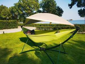Hamaca Columpio Portátil de Nailon Impermeable <span class=keywords><strong>con</strong></span> <span class=keywords><strong>Sombrilla</strong></span> para 1 Persona, Capacidad de Peso de 250 kg, para Camping, Senderismo, Uso en Todas las Estaciones - Product Image 4