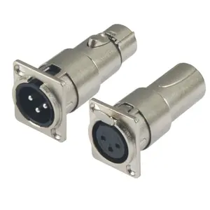 Adaptador de conector XLR de 3 pines, macho/hembra a hembra/macho, conector montado en Panel tipo chasis, carcasa de Metal de forma cuadrada