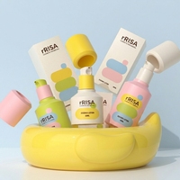 Collection de soins pour enfants imprimée UV de la marque Factory Risa, flacons en plastique recyclables à pompe sans air de 50 ml, 80 ml et 25 ml