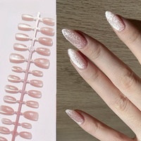 Faux ongles français personnalisables XS/S/M, 30 pièces/rangée, forme amande courte, couleur unie, à presser, fournisseur d'ongles artificiels