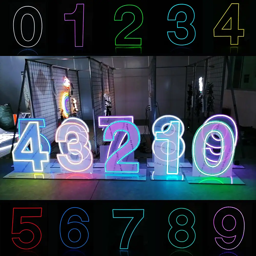 Winbo kostenloses Design Rgb Neon LED Zahlen Zeichen stehend hängend kein MOQ Logos 3ft 4ft Buchstaben groß flexibel benutzerdefinierte Neonzahlen