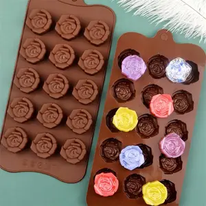 DIY 수제 선물 비누 금형 과자 케이크 실리콘 베이킹 장식 도구 15 캐비티 실리콘 꽃 장미 금형