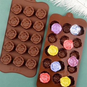 Fai da te regalo fatto a mano sapone stampo pasticceria <span class=keywords><strong>torta</strong></span> Silicone cottura strumenti di decorazione 15 cavità Silicone fiore rosa stampi - Product Image 1