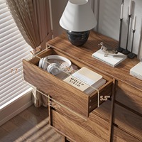 Ensemble de chambre à coucher moderne noir cannelé avec commode à 6 tiroirs et table de chevet LED, meubles de rangement avec station de charge – Fournisseur d'usine