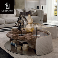 Table basse ronde de style italien, contemporaine, simple, avec plateau en marbre noir