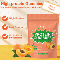 Gummies riches en protéines, saveur pêche, isolat de protéines de lactosérum, sans édulcorants artificiels, 0% de sucre, complément de vitamine C