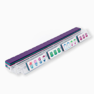 Custom Luxury Foldable Layered <b>Mahjong</b> <b>Set</b> UV Printed Engraved Purple Travel Eco-Friendly 4-Layer Acrylic Durable Entertainment - Product Image 5