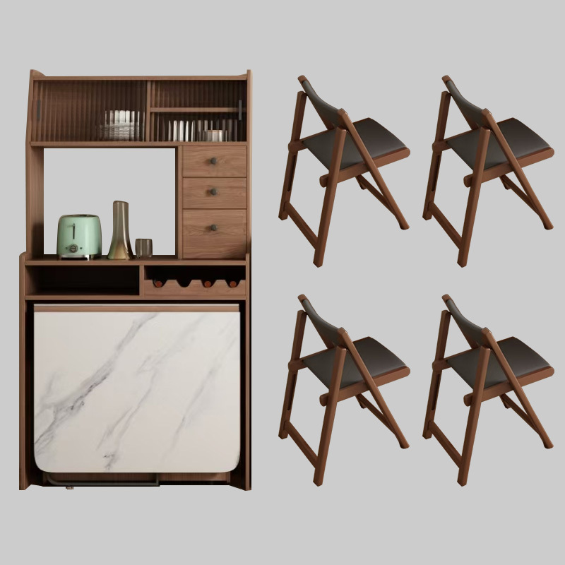 Credenza alta + tavolo da pranzo pieghevole + 4 sedie