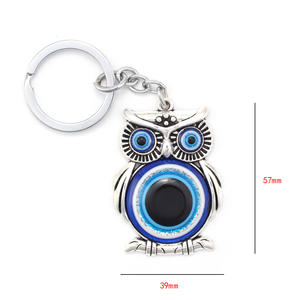 Porte-clés hibou en métal avec breloque de Style Vintage bleu porte-bonheur turc mauvais œil pour clés - Product Image 3