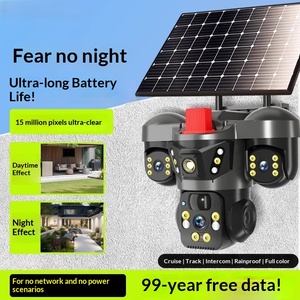 Caméra de sécurité intelligente pour la maison, sans internet, sans alimentation, moniteur vidéo, trois objectifs, alimentée par énergie solaire, accès mobile à distance, extérieur, compatible 4G - Product Image 3