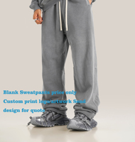 Pantalon de survêtement 100 % coton personnalisé, robuste, délavé, décontracté, avec deux poches latérales sur les fesses et ourlet ample