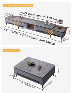 Meuble TV et Table Basse Combinés en Bois Massif, Meuble Mural Moderne Simple et Luxe Léger, Meuble TV Extensible pour la Maison - Product Image 5