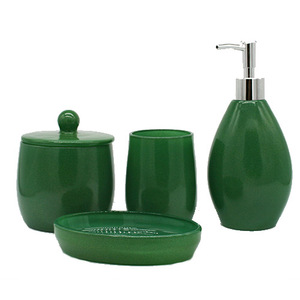 Juego de Organizadores de Baño Redondos Modernos y Ecológicos de Vidrio de Color con Logotipo Personalizado, 4 Piezas, Accesorios/Almacenamiento para el Hogar/Baño para Hoteles - Product Image 3