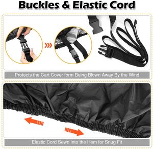 Áo che mưa xe golf 4 chỗ ngồi, chất liệu 420D cao cấp, chống thấm nước, chống nắng, chống bụi, màu đen, có logo tùy chỉnh - Product Image 4