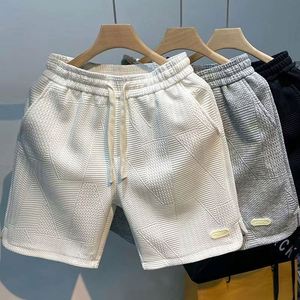 Pantalones cortos deportivos de gimnasio secos informales de verano para hombres Patrón de onda de cintura media con cordón suelto de color sólido Método de tejido no tejido - Product Image 2