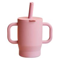 Gobelet à bec en silicone avec couvercle et paille, qualité alimentaire, incassable, pour enfants, avec poignée, design sportif, prêt pour le voyage, transfrontalier