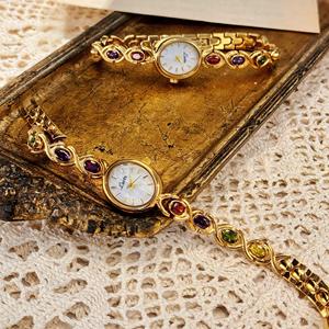 ビンテージ女性用時計楕円形カラフルダイヤモンド時計ステンレス鋼クォーツ時計男性用Reloj Para Hombre - Product Image 4