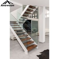 Escalier moderne en acier Anewson avec poutre en C / Escalier moderne fabriqué avec garde-corps en verre à profil en U