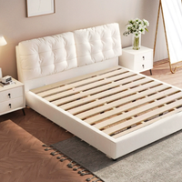 Ensemble de meubles de salon nordique, lit king size en tissu, bois de pin moderne, latex, luxe, chambre à coucher, lit réglable et confortable