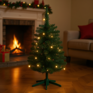 Árbol de Navidad Artificial Preiluminado de 3 Pies, Verde, PVC, Luces LED Blancas Cálidas, Base para Interior, Árbol Decorativo - Product Image 2