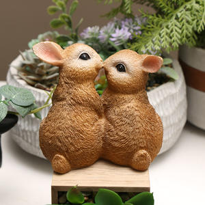 Joli lapin animaux Statue ornement résine lapin lapin Figurines décor pour la maison jardin fête de pâques décor - Product Image 2