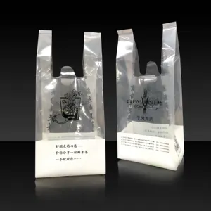 Low Price Custom Logo Printed Transparent Plastic Milk Tea Coffee Cup Packaging T-shirt Bag