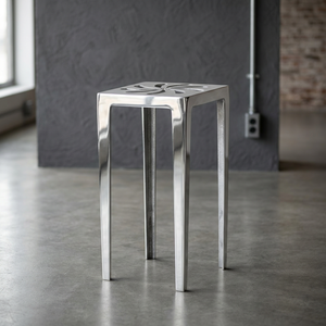 Tabouret de bar traditionnel en aluminium pour salon - Base en métal durable - Product Image 1