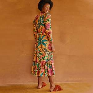 ボヘミアンビンテージ夏新作女性ドレスセクシーVネックプリントハイウエストドレスビーチウェア花柄ワンピース半袖ドレス - Product Image 6