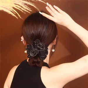 Coletero de Moda Minimalista de Doble Capa con Diseño Floral, Versátil y Exclusivo, para Mujer, Venta al por Mayor de Accesorios para el Cabello - Product Image 6
