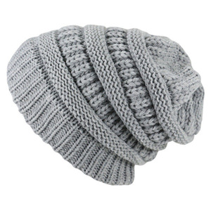 Caldo invernale in raso ampio e grosso e morbido con cappuccio a forma di teschio in maglia a coste cappello berretto per donna uomo - Product Image 4