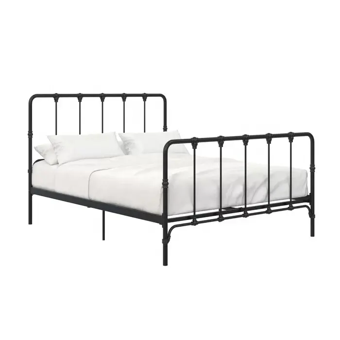 Королевский размер, черный цвет, металлическая фермерская домашняя мебель, платформа, кровать