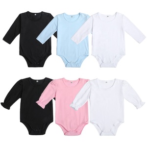 Vente en gros de body à manches longues pour bébés 100% coton peigné pour nouveaux-nés filles et garçons - Product Image 1