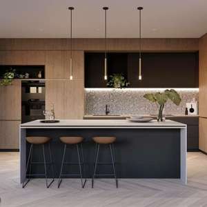 Современные водонепроницаемые кухонные шкафы из фанеры с меламиновым покрытием и нержавеющей сталью, индивидуальный дизайн для вилл - Product Image 2