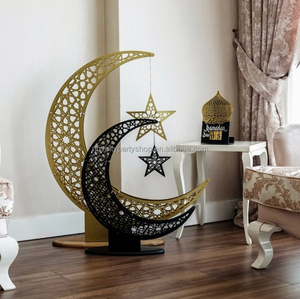 Novedad decoración musulmana Ramadán Mubarak Luna Ramadán decoración para el hogar 3D Metal independiente media luna Decoración - Product Image 2