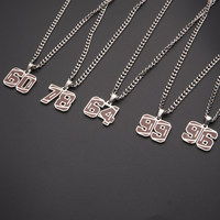 Collier pendentif numéro unisexe en acier inoxydable 22 plaqué argent, motif bambou porte-bonheur, sans ternissement, sans nickel, sans plomb, cadeau bijou