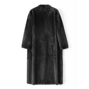 597 Nuovi Arrivi Invernali <span class=keywords><strong>Cappotto</strong></span> in Lana Mohican Sudafricana con Ampio Scollo a V, Raglan, Dritto, Monopetto, <span class=keywords><strong>Foderato</strong></span> in <span class=keywords><strong>Pelliccia</strong></span> di Pecora per Donne - Product Image 2