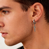 Boucles d'oreilles pendantes en acier inoxydable 316L avec épée celtique, bijoux gothiques pour hommes, pendentif nœud moulé, certifiés REACH