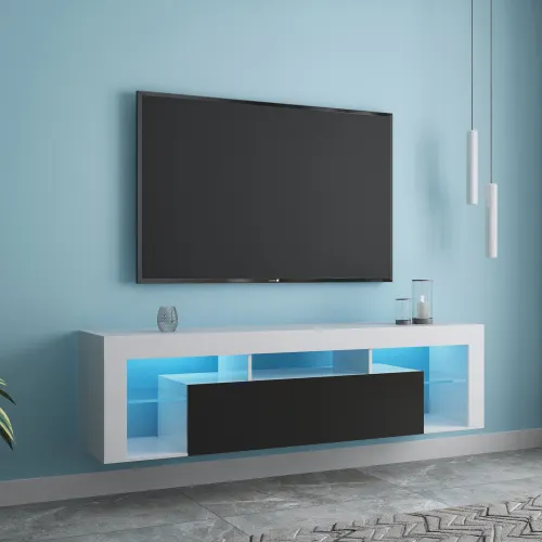 Modern tasarım kilim TV standı 160 17cm duvara monte LED yüzen 63 "ahşap TV ekran depolama dolabı vitrin ile