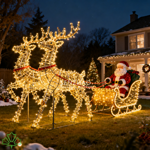 SENZHAO Customizable 3D LED Santa Sleigh & Reindeer <b>Light</b> IP65 Waterproof Iron Structure Christmas Decoration for Public Space - Product Image 6