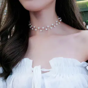 Perlen-Schlüsselbeinkette Damen-Halskette minimalistische kurze Halskette Damenschmuck