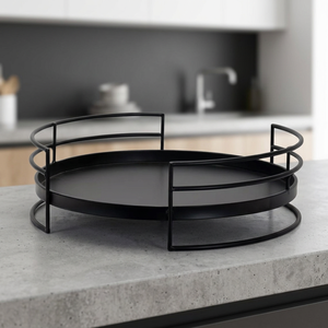 Plateau en fer contemporain fabriqué à la main de la meilleure conception avec revêtement en poudre noire pour servir dans les bars, restaurants et hôtels - Product Image 1