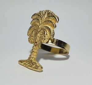 Anillo para Servilletas con Diseño de Palmera Dorada, Decoración de Mesa Vintage en Latón, Venta al por Mayor, Hecho a Mano, Económico, Soporte de Cuero para Mesa de Comedor - Product Image 1