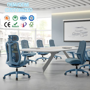 Chaise de bureau ergonomique de luxe noire ergonomique chaise de bureau en maille à dossier haut chaise de bureau de travail tournante moderne pour invité - Product Image 1