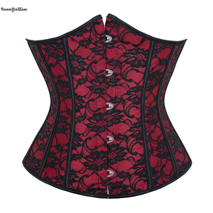 14 lische di pesce Vintage Korsette stringate con controllo della pancia floreale Bustier bordeaux sottobosco Top da donna - Product Image 2