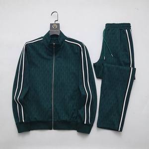 Custom Wholesale High Quality Premium Jacquard Knitted <b>Retro</b> Blokecore Side Stripe Full Zip Up Men's <b>Tracksuit</b> Set - Product Image 1