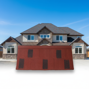 Tuile de toiture en métal revêtue de pierre, design shingle, option bicolore, différentes épaisseurs, longue durée de vie, résistante aux intempéries - Product Image 1